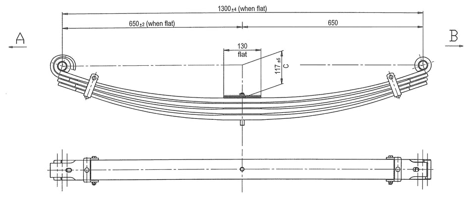 WCS Parabolic Leaf Spring for Mitsubishi FK61K / 62F [Front]
